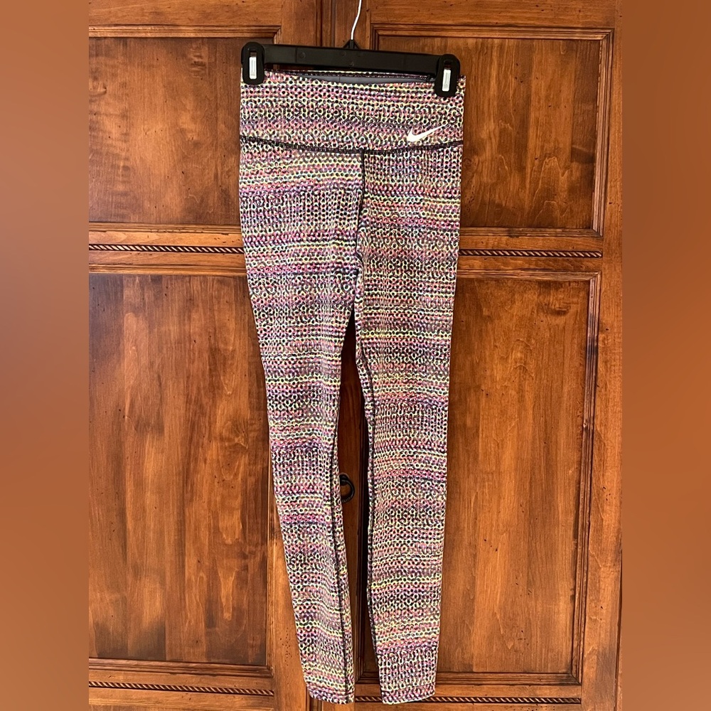 Nike Multicolor Leggings Dri Fit |Geometric Elastic Waist | XS | Good Condition